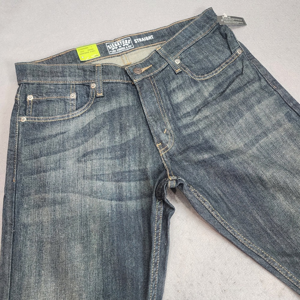 Signature by Levi Strauss & Co Straight Jeans Dark Wash Mens 33x30 NEW